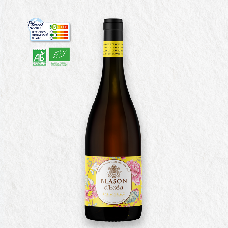 Blason d'Exéa blanc - Vin bio et Planet Score du Languedoc