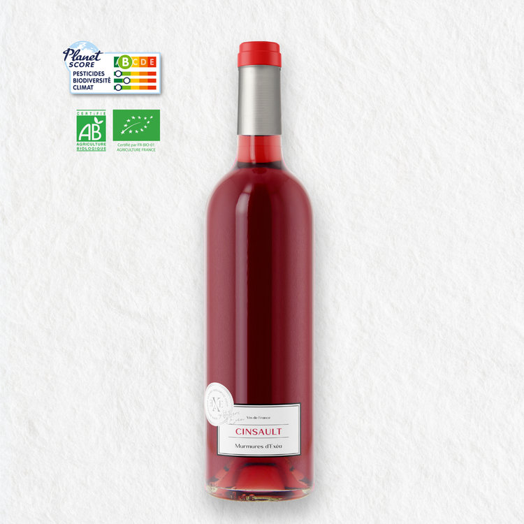 Murmures d'Exéa Cinsault, vin rouge bio, léger et frais, avec Planet Score