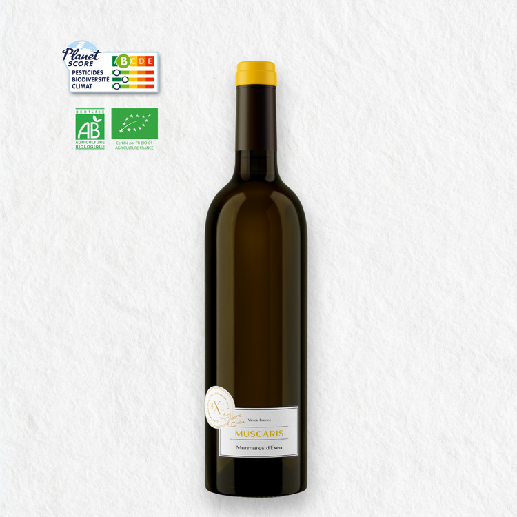 Murmures d'Exéa Muscaris, vin blanc bio et Planet Score