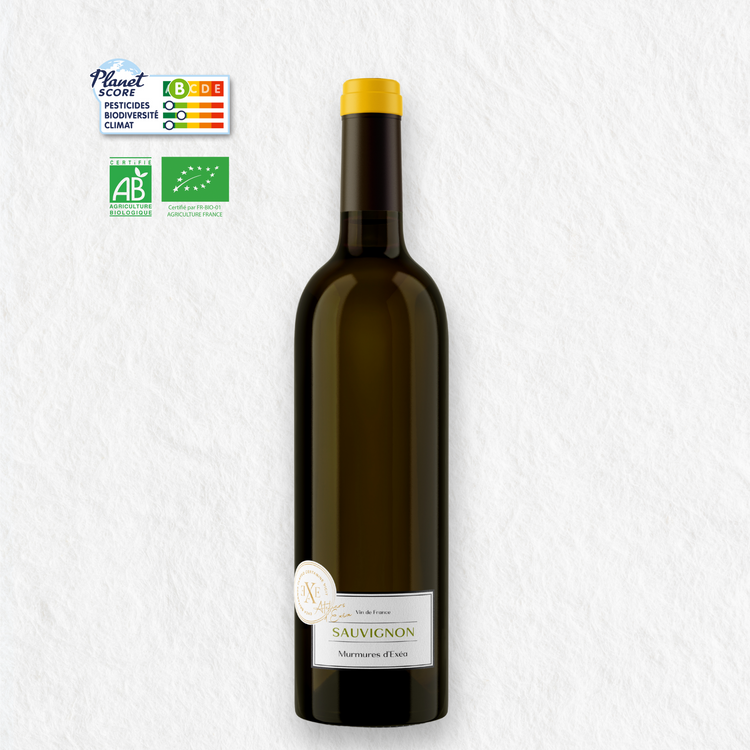 Murmures d'Exéa Sauvignon, vin blanc bio et Planet Score