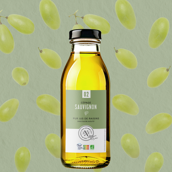 Jus de raisin bio de Sauvinon, sans alcool et sans sucre ajouté