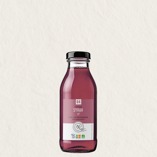 Jus de raisin bio de Syrah, sans alcool et sans sucre ajouté