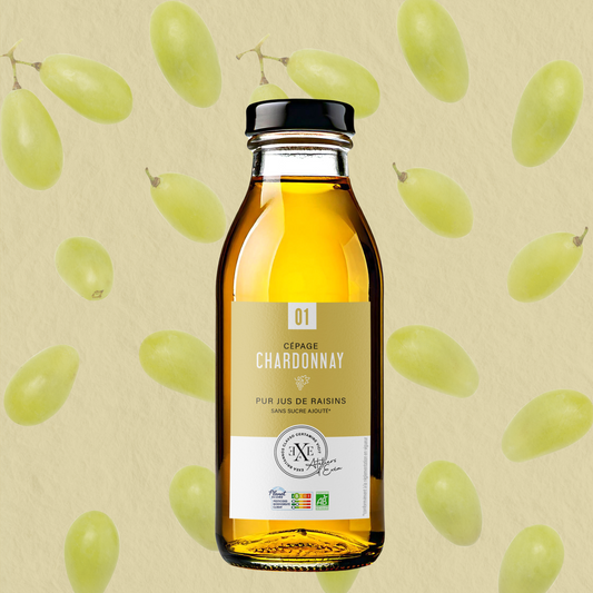Jus de raisin bio de chardonnay, sans sucre ajouté et sans alcool