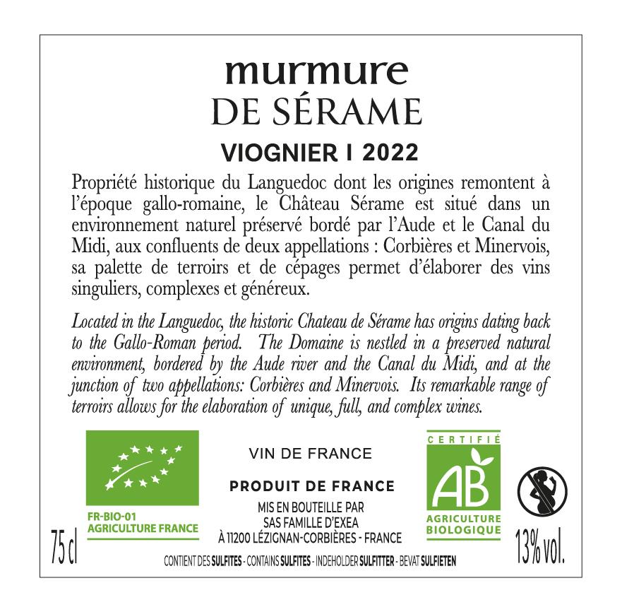 Murmure de Sérame Viognier, Vin de France, Blanc, 2023